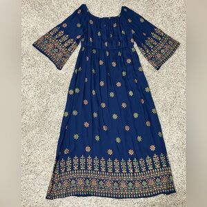 NWT Lapagee Womens Size XLarge Navy Blue Aztec Boho Dress